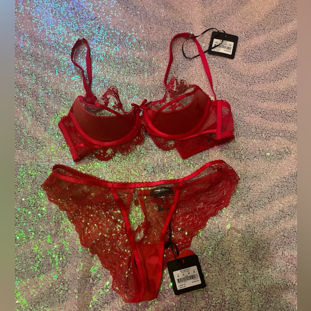 Honey birdette Red Madison set 32dd Bustier bra and brief - Picture 3 of 3